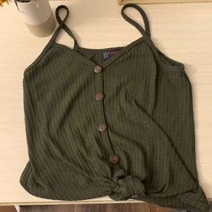 green tank top with knot at front